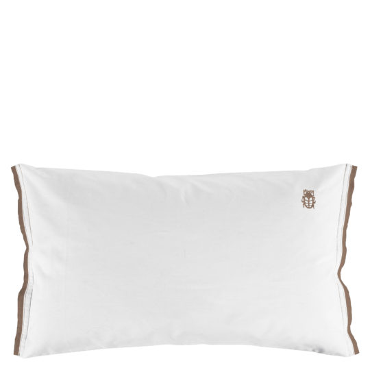zoeppritz White Kissenbezug, Farbe weiss mit braun, Material Baumwolle Perkal in Groesse 50x70