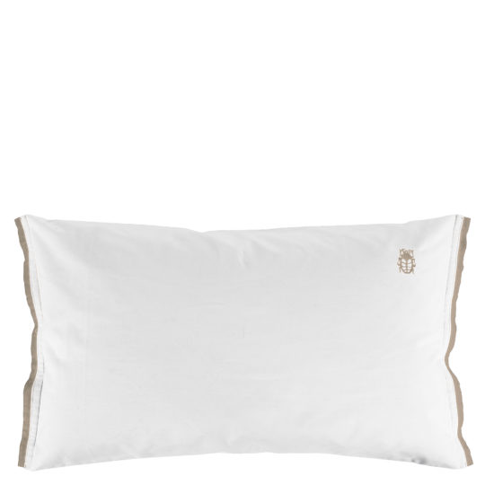 zoeppritz White Kissenbezug, Farbe weiss mit braun, Material Baumwolle Perkal in Groesse 60x90