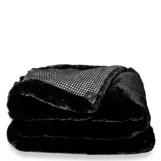 zoeppritz Grizzly Mesh Decke, Farbe schwarz, Material Kunstfell Schurwolle in Groesse 150x200