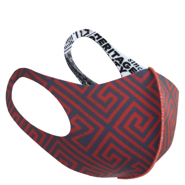 Stoffmaske wiederverwendbar Responsibility, Material Polyester Elasthan, orangerot-blau