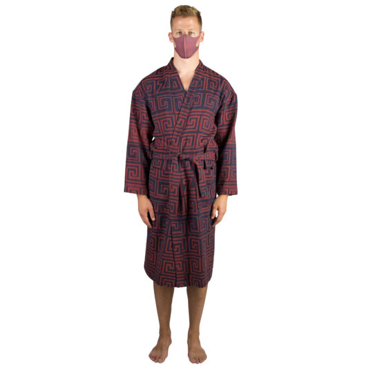 Stoffmaske wiederverwendbar Responsibility, Material Polyester Elasthan, orangerot-blau