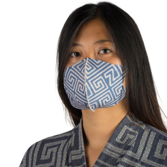 Stoffmaske wiederverwendbar Responsibility, Material Polyester Elasthan, beige-blau