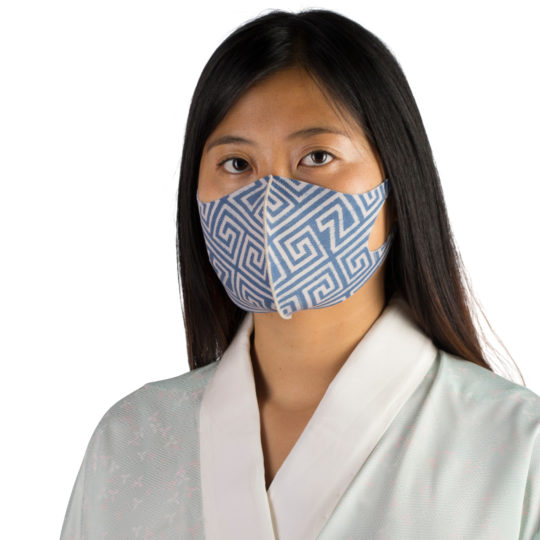 Stoffmaske wiederverwendbar Responsibility, Material Polyester Elasthan, beige-blau