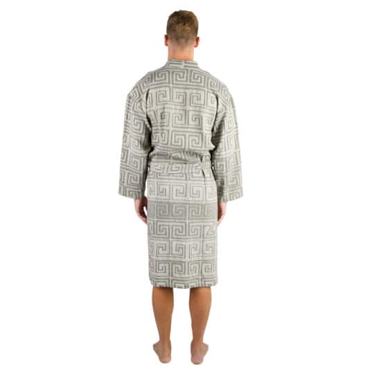 Bademantel fuer Herren und Damen in L-XL, schwarz-beige aus Baumwolle, zoeppritz Sunny Leg