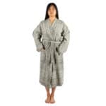 Bademantel fuer Damen und Herren in S-M, schwarz-beige aus Baumwolle, zoeppritz Sunny Leg