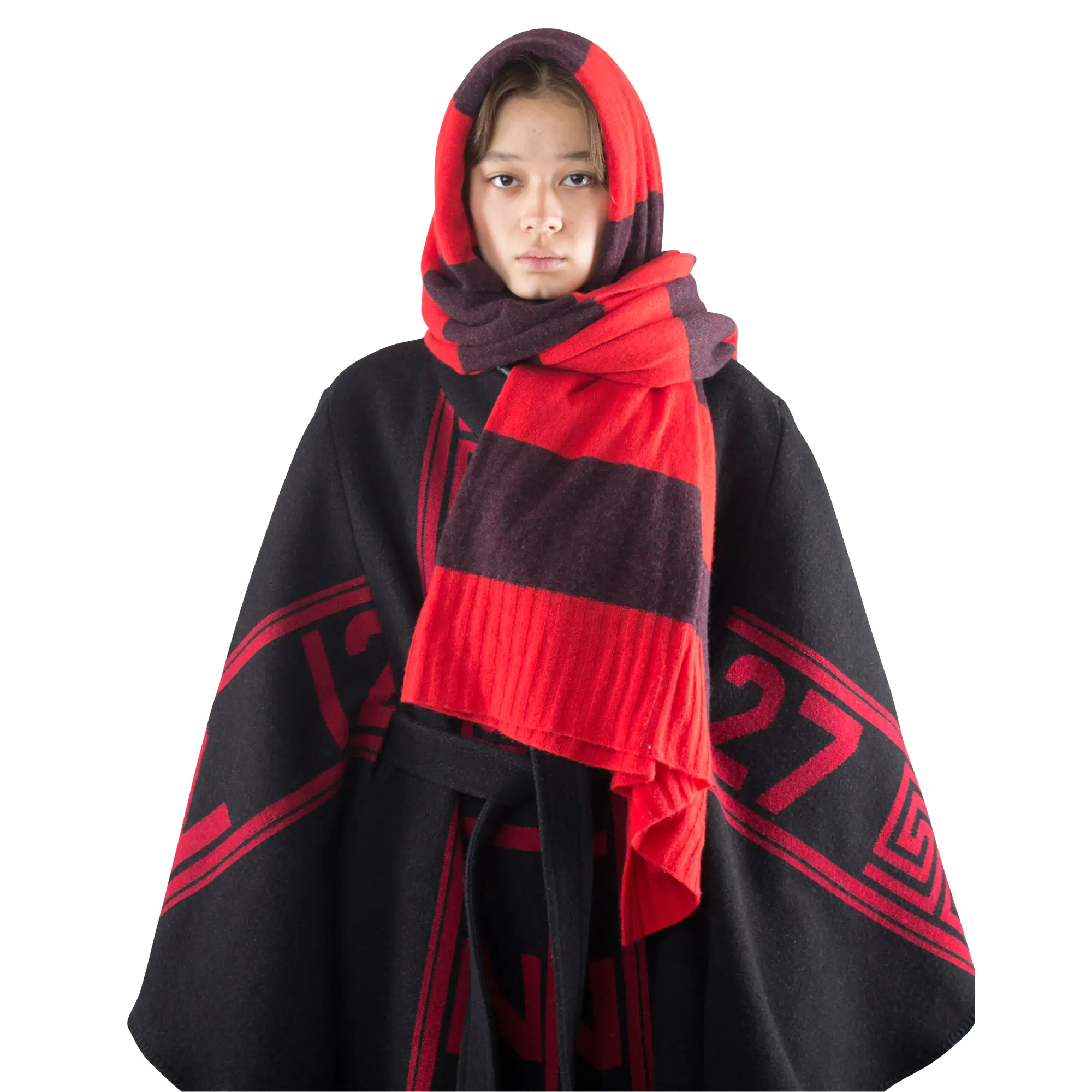 Scarf from cashmere, orange in 110x155cm, zoeppritz Hot Block