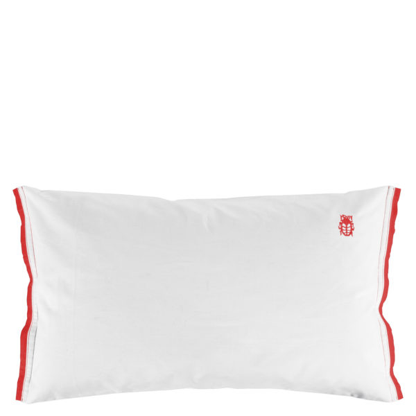 zoeppritz White Kissenbezug, Farbe weiss mit rot, Material Baumwolle Perkal in Groesse 50x70