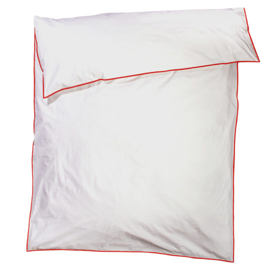 zoeppritz White Bettbezug, Farbe weiss mit rot, Material Baumwolle Perkal in Groesse 220x210