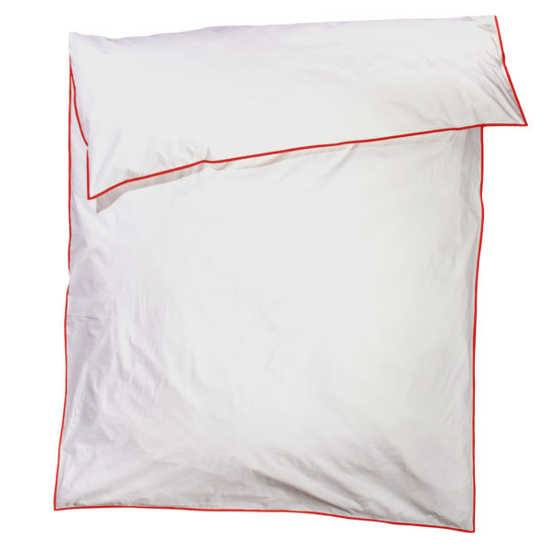 zoeppritz White Bettbezug, Farbe weiss mit rot, Material Baumwolle Perkal in Groesse 220x210