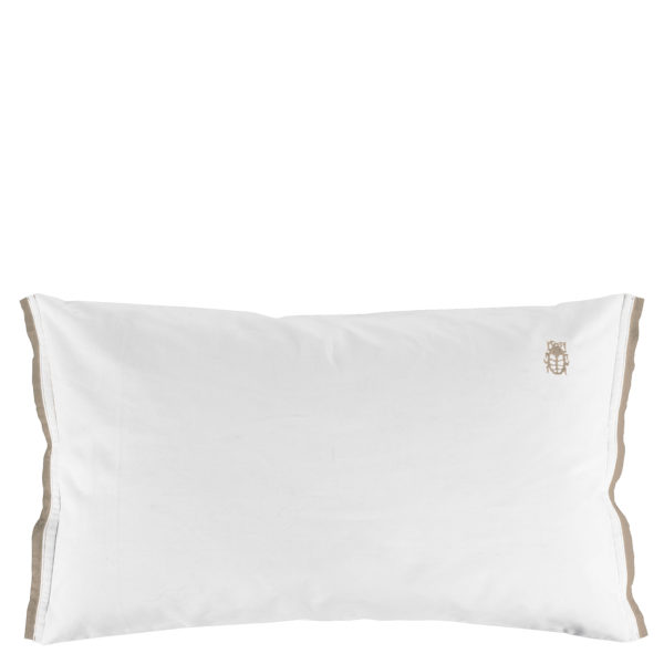 zoeppritz White Kissenbezug, Farbe weiss mit braun, Material Baumwolle Perkal in Groesse 60x90