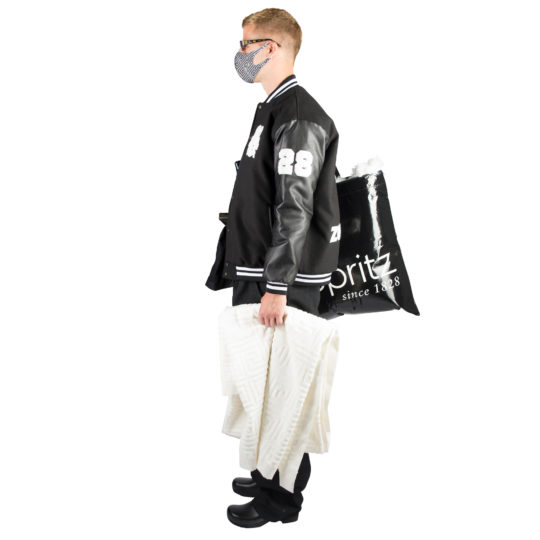 Stoffmaske wiederverwendbar Responsibility, Material Polyester Elasthan, schwarz