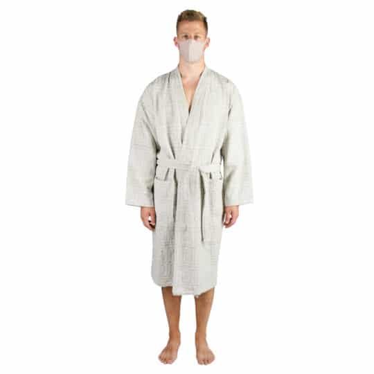 Bademantel fuer Herren und Damen in L-XL, weiss aus Baumwolle, zoeppritz Sunny Leg