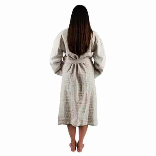 Bademantel fuer Damen und Herren in S-M, weiss aus Baumwolle, zoeppritz Sunny Leg